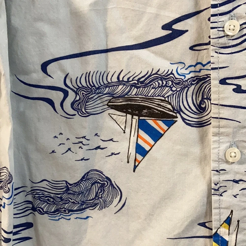 Old Navy shirt Men’s small p sailboat beach ocean short sleeve blue red white - Picture 4 of 7